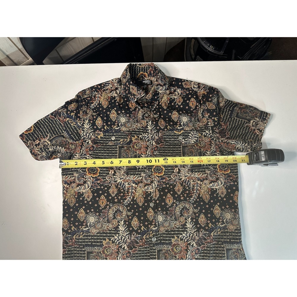 Murano Liquid Luxury Slim Fit Bohemian Cotton Patterned Button Down Shirt | M - Picture 5 of 5
